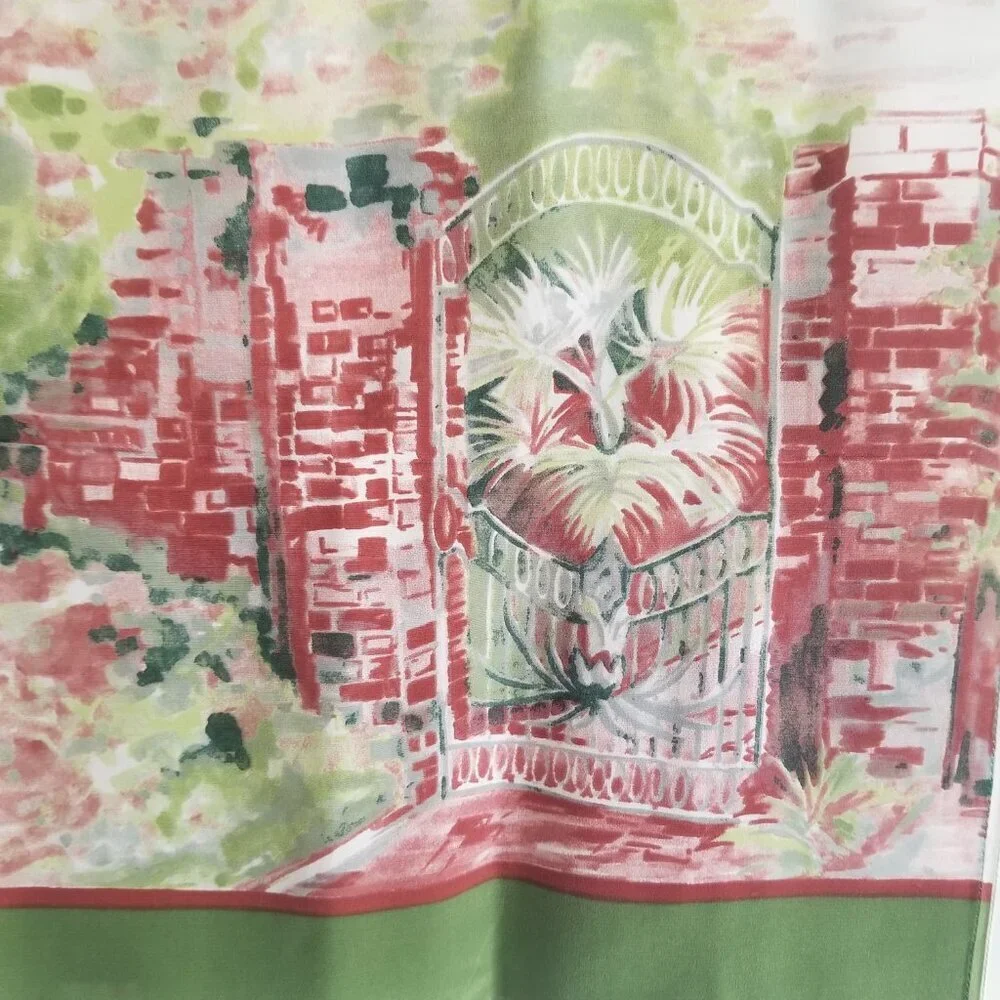 Women's Office Professional Travel Green/White 100% Silk Scarf